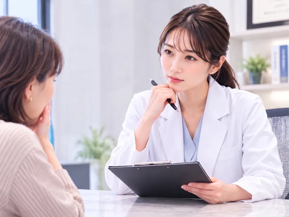 診察室で医師と患者が話しているイラスト